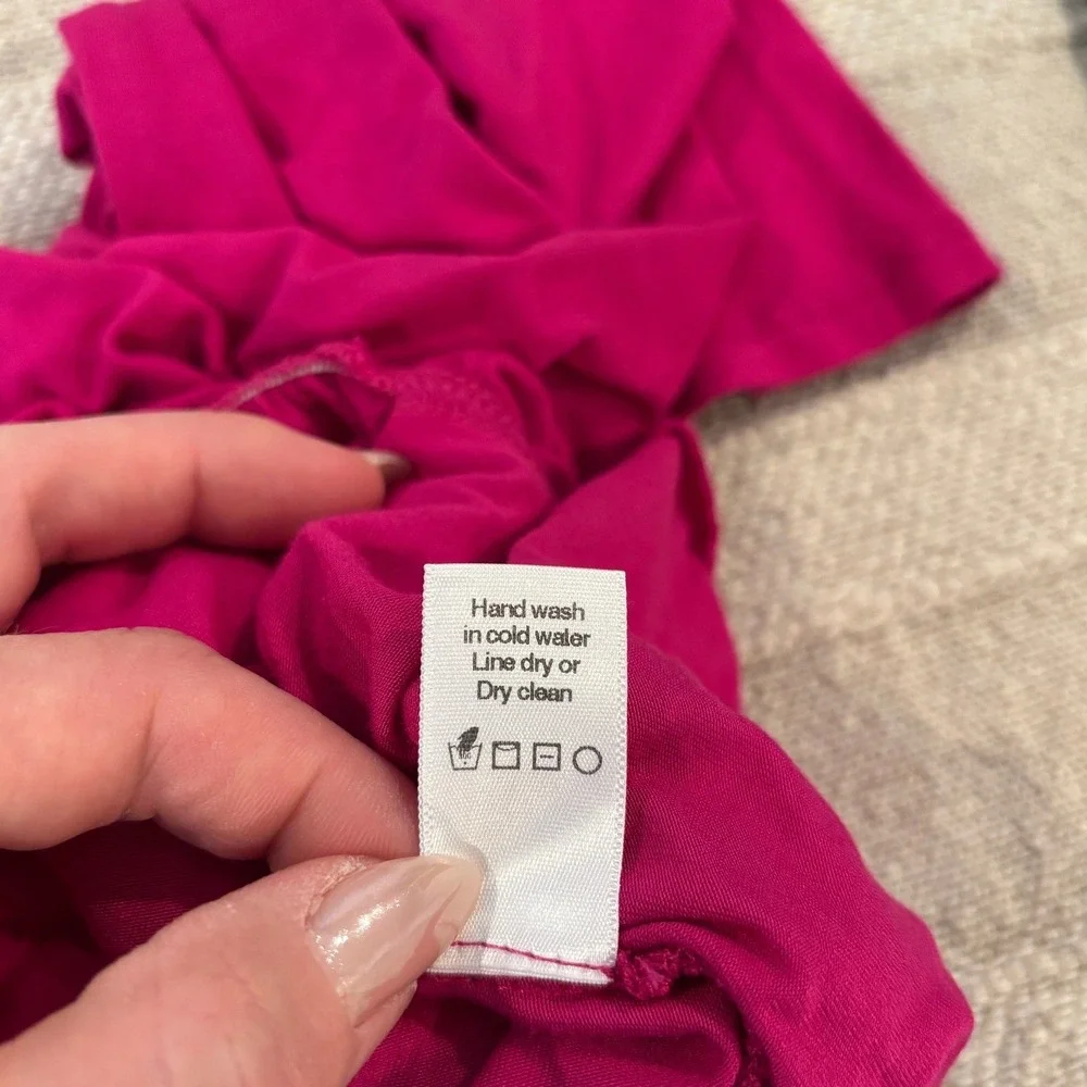 Le Marché by Naked Princess 3/4 Sleeve Wrap Romper Magenta Medium